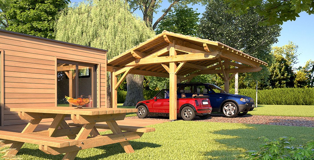 carport abri de garage bois pour le jardin